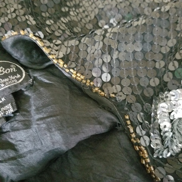 Joseph Le Bon vintage sequined beaded sparkle short sleeve top women's size M - Picture 8 of 8